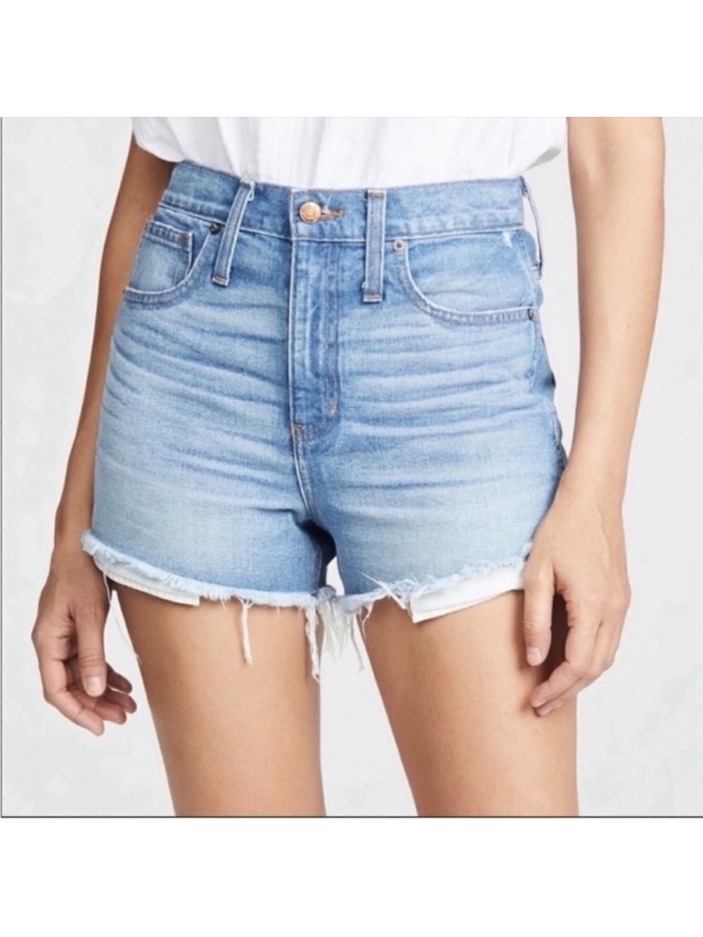 Madewell 24 Blue Cut Off Raw Fringe Hem Distressed Denim Shorts